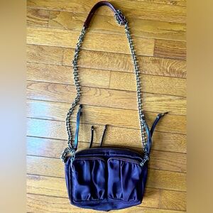 Practically new Penny Bedford leather trim nylon crossbody bag w/silver hardware